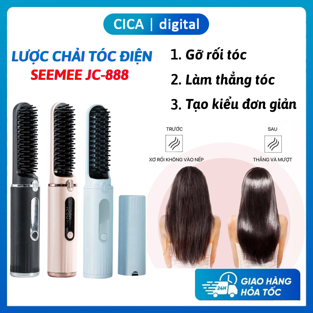 Lược Điện Chải Tóc SeeMee JC-888 Không Dây - Giúp Chải Tóc Mượt Thẳng Tạo Kiểu Chỉ Trong 2s Bảo Hành 12 Tháng