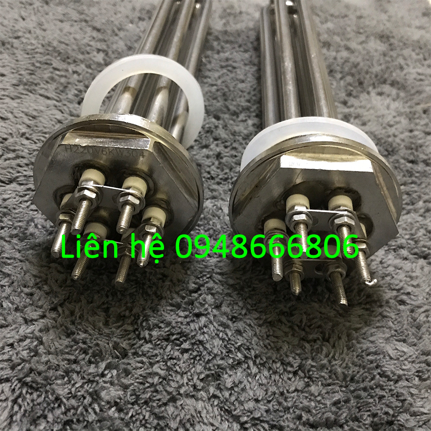 Điện trở phi 52, Điện trở đốt nóng thanh nhiệt dây mai so may so Inox cục ren inox Phi 52