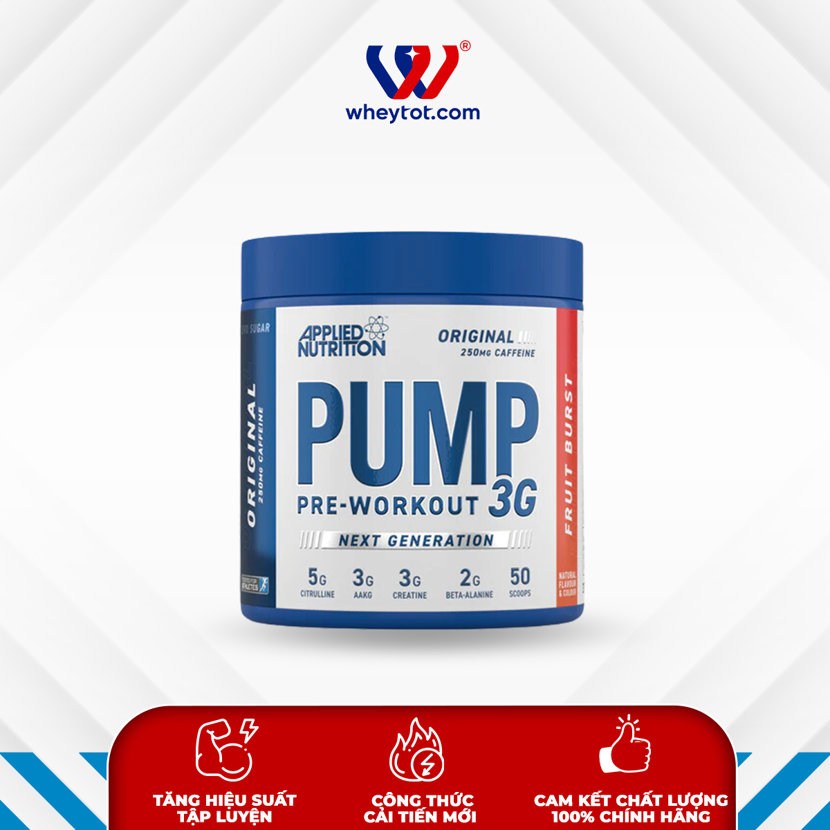 Bột uống Applied Nutrition Pump 3G Pre - Workout tỉnh táo, tăng sức bền hỗ trợ vận động