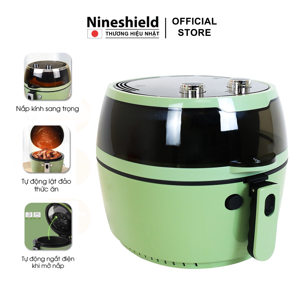 Nồi chiên không dầu Nineshield KB 6001M Nhật Bản loại cơ dung tích 8L - Nồi chiên đa năng an toàn cho sức khoẻ - dễ dàng sử dụng - chống dính chống trầy xước - Hàng chính hãng