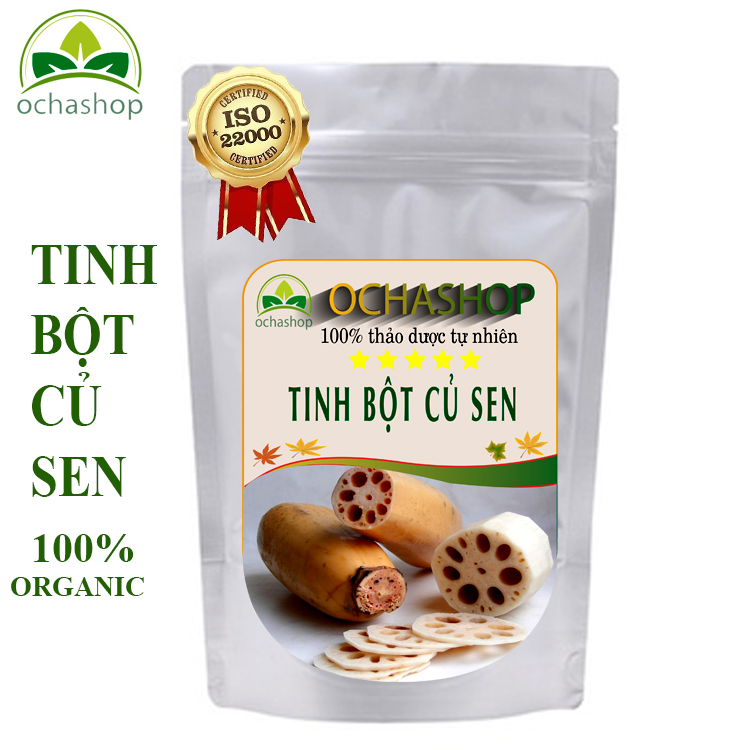 Tinh bột củ sen nguyên chất OCHASHOP túi zip 100gr, giúp trẻ hoá làn da,giảm ho cảm lạnh