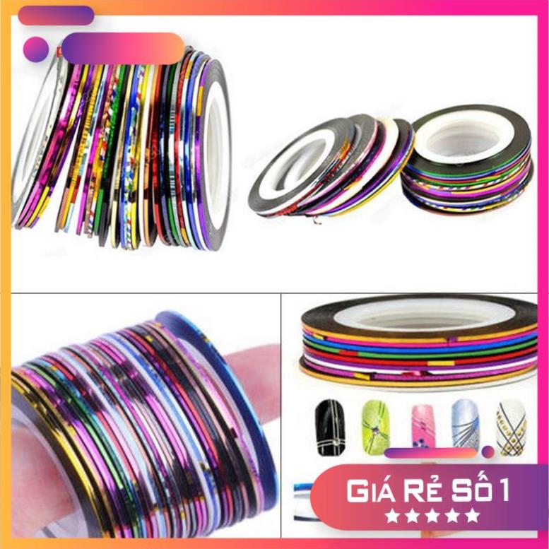 Set 30 cuộn dây kim tuyến trang trí móng nail