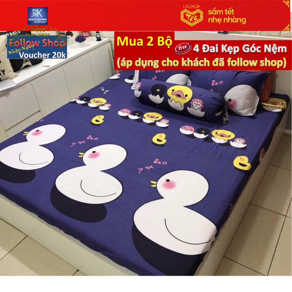 Bộ ga gối poly kovico mẹ con nhà vịt 1m6x2m