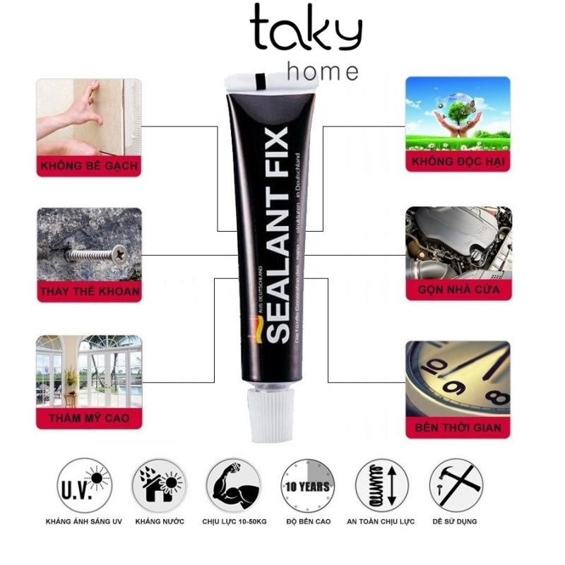 Keo Gắn Đa Năng, Gắn Kệ Inox, Hợp Kim, Sắt, Thép Gắn Với Tường, Keo Chịu Nước, Không Cần Khoan Đục, Keo dán đa năng Siêu Dính, Chịu Lực. TakyHome 6010
