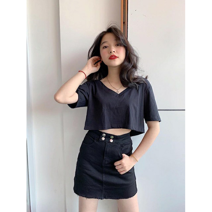 Áo croptop form rộng cổ tim Unisex thời trang cao cấp XIXO