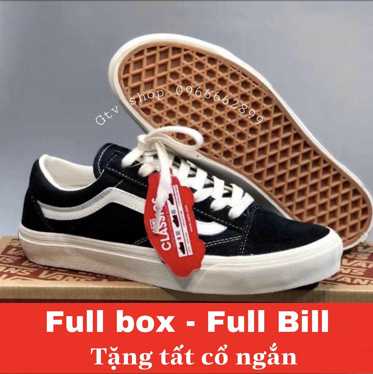 Chuẩn 1.1, Full box-Full bill, tặng tất - Giày thể thao nam nữ Vans Vault old skool 1/1 đen mũi da lộn.