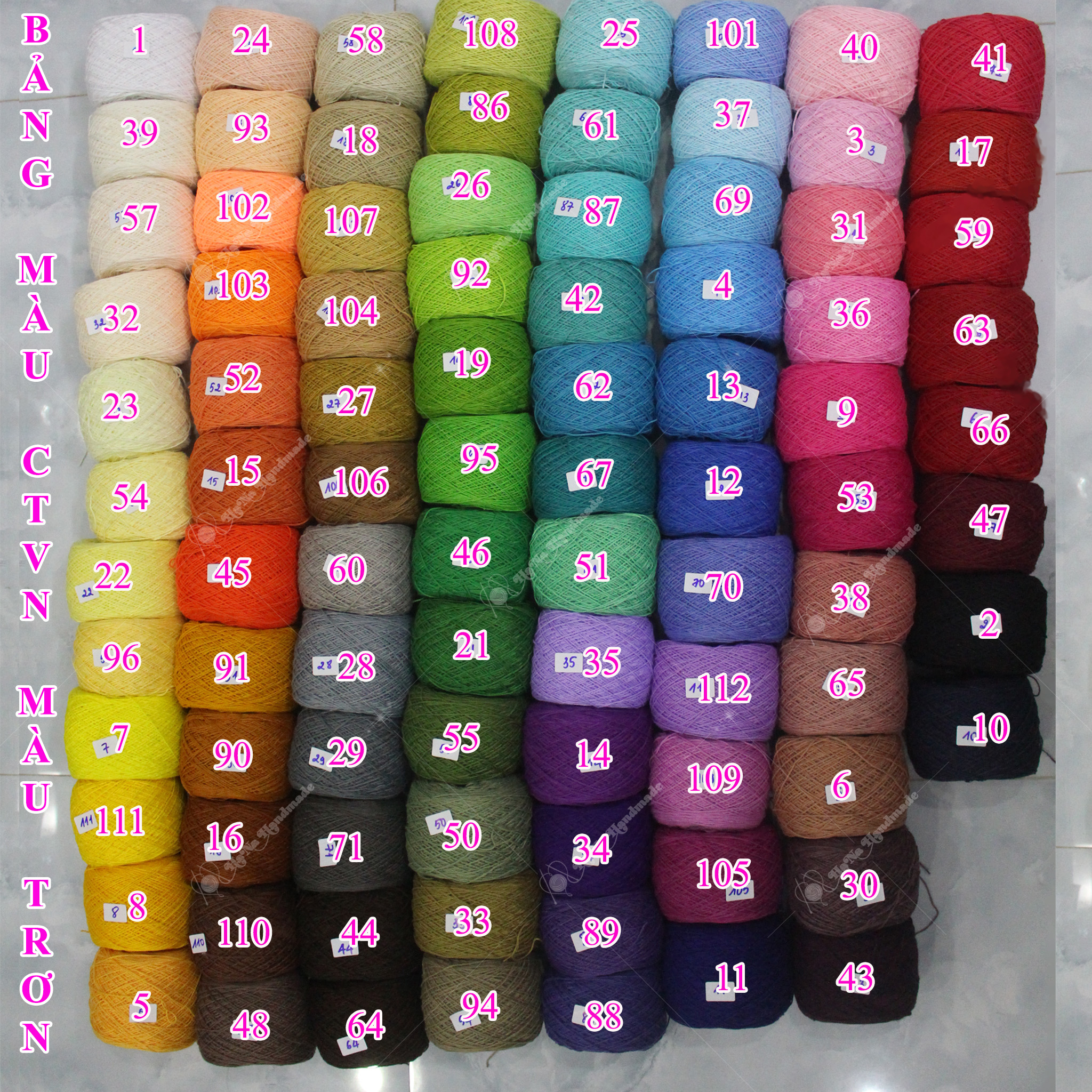Sợi cotton Việt Nam 1mm màu 47 - 112 (màu trơn) 17k/cuộn/~ 100gram