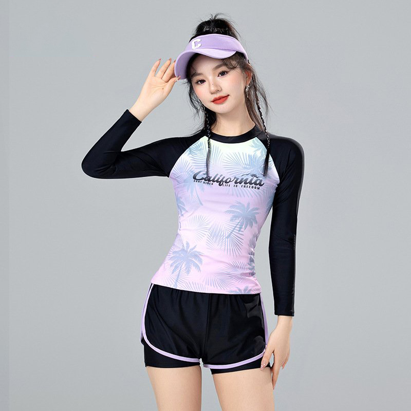 Đồ bơi cho bé gái, bộ bơi mẹ và bé habi fashion hb2406 họa tiết california chất liệu co giãn cho bé từ 18-66kg