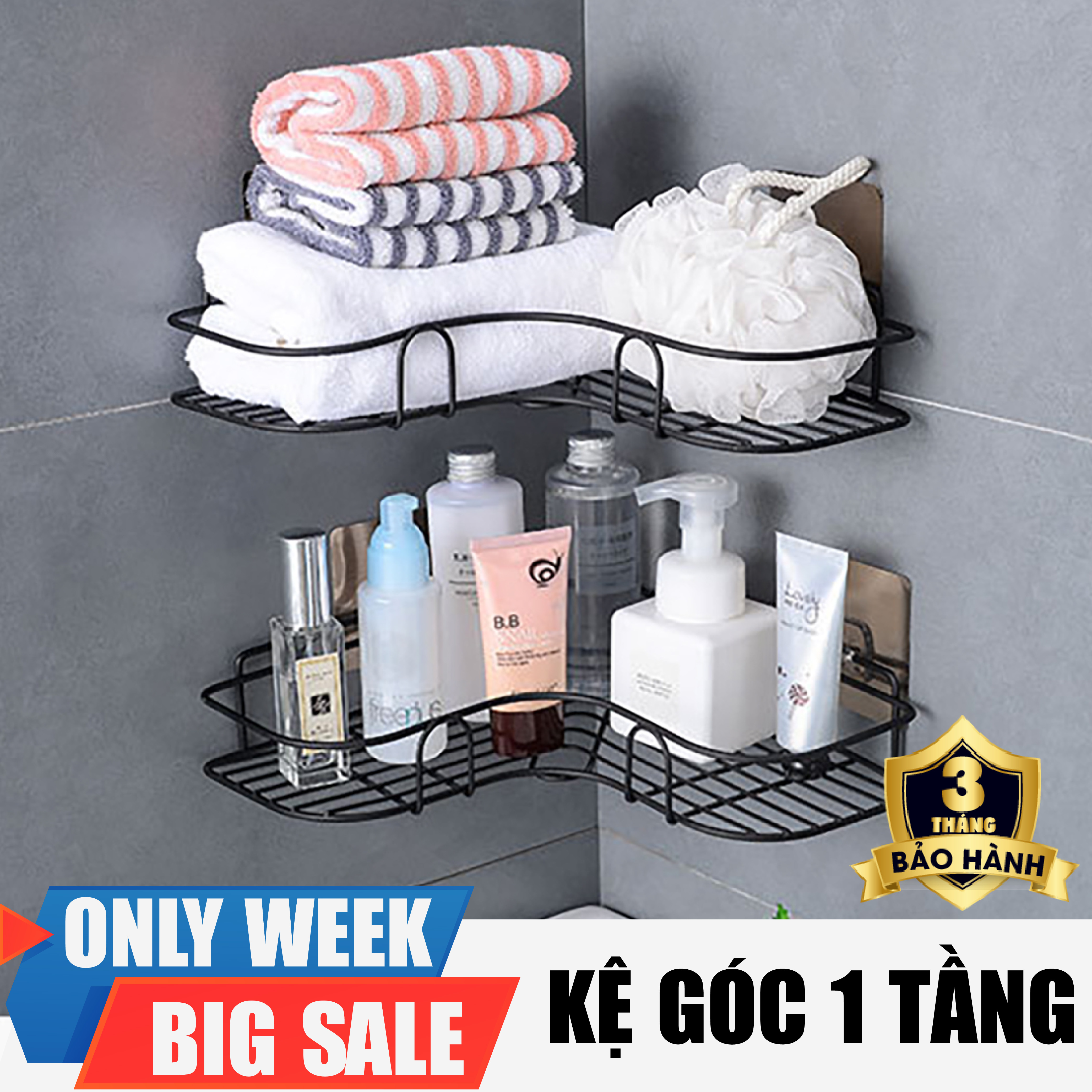 Giá treo đồ nhà tắm Dán Tường gạch men không han rỉ - Kệ góc treo tường nhà tắm, giá để đồ phòng tắm - kệ treo tường nhà bếp dán tường chịu lực nhiều mẫu