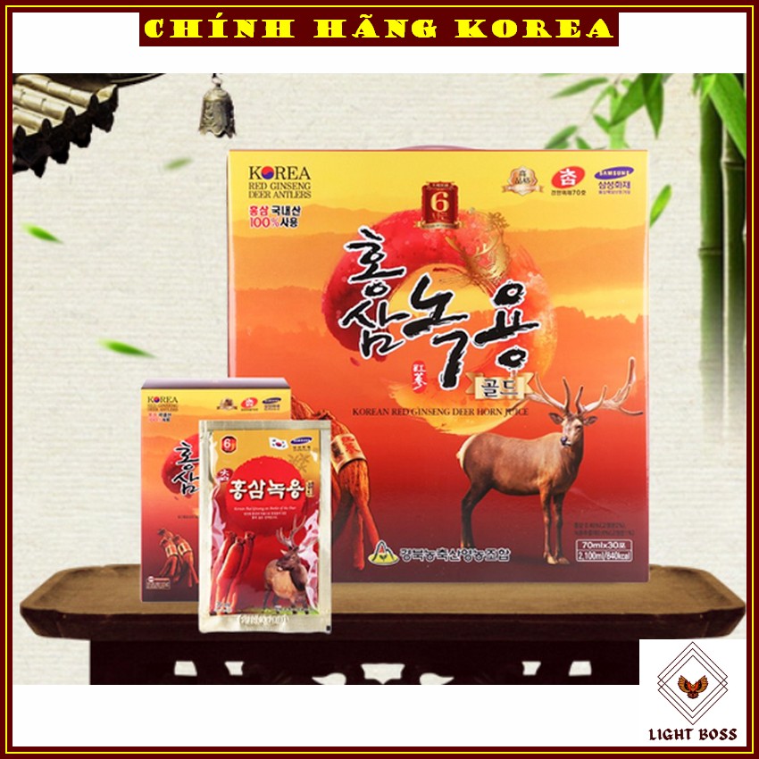 Nước hồng sâm nhung hươu Kanghwa hàn quốc, hộp 30 gói - Nước sâm Light Boss giúp tăng thể lực, phòng ngừa ung thư