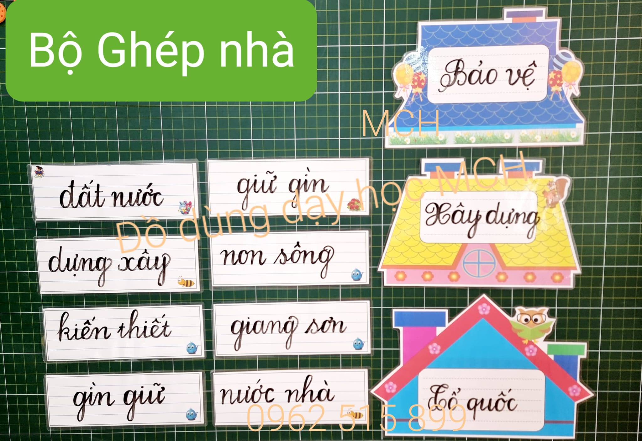 Đồ dùng dạy học mch - bộ ghép mái nhà khổ a3 .