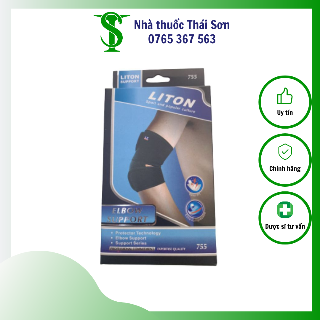 Băng bảo vệ khuỷu tay loại dán LITON 755. Thun đa chiều, trợ cơ, hỗ trợ vận động