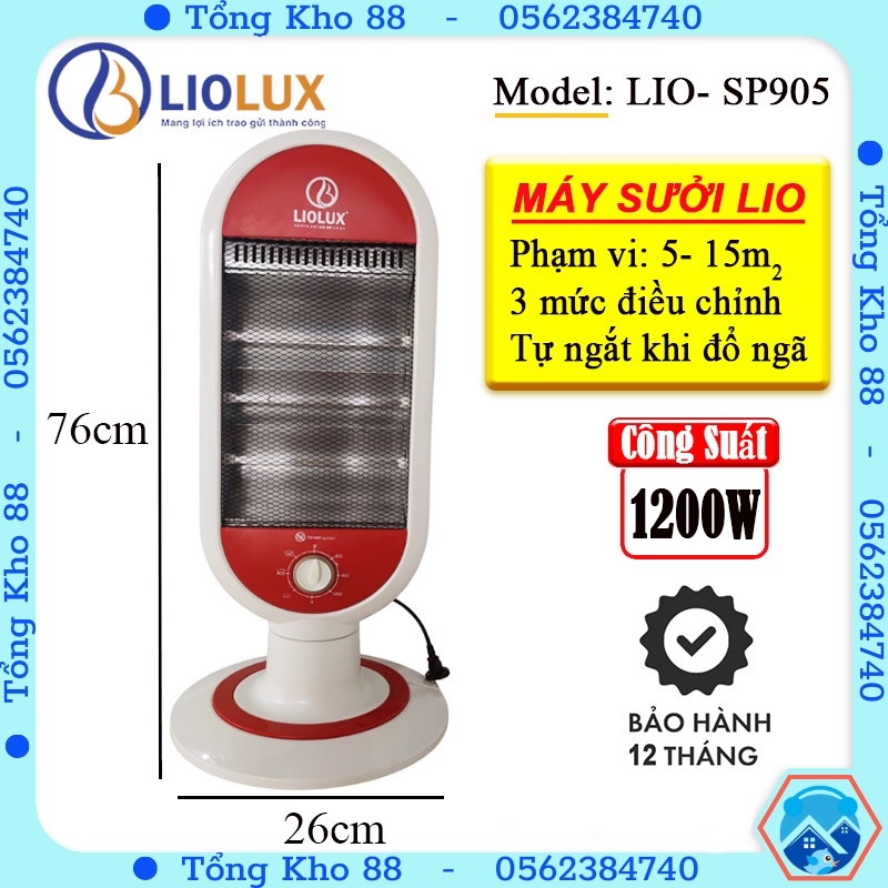 Máy sưởi 3 bóng halogen LIOLUX /Công Suất 1200W