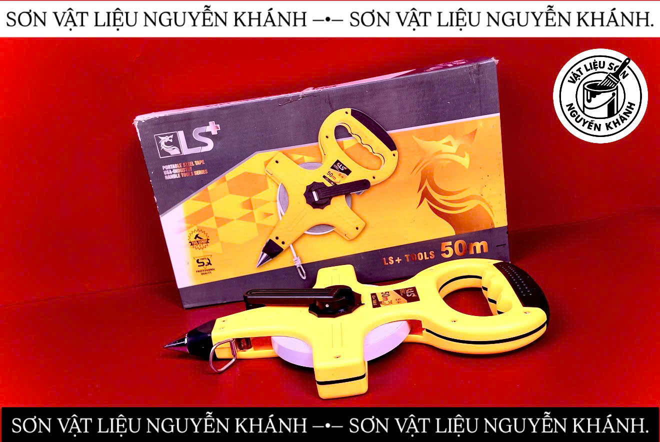 Thước Dây Cuộn Tay Quay Khung Hở LS+ Tools 50m – Thước Đo Công Trình, Đo Đất, Đo Khoảng Cách