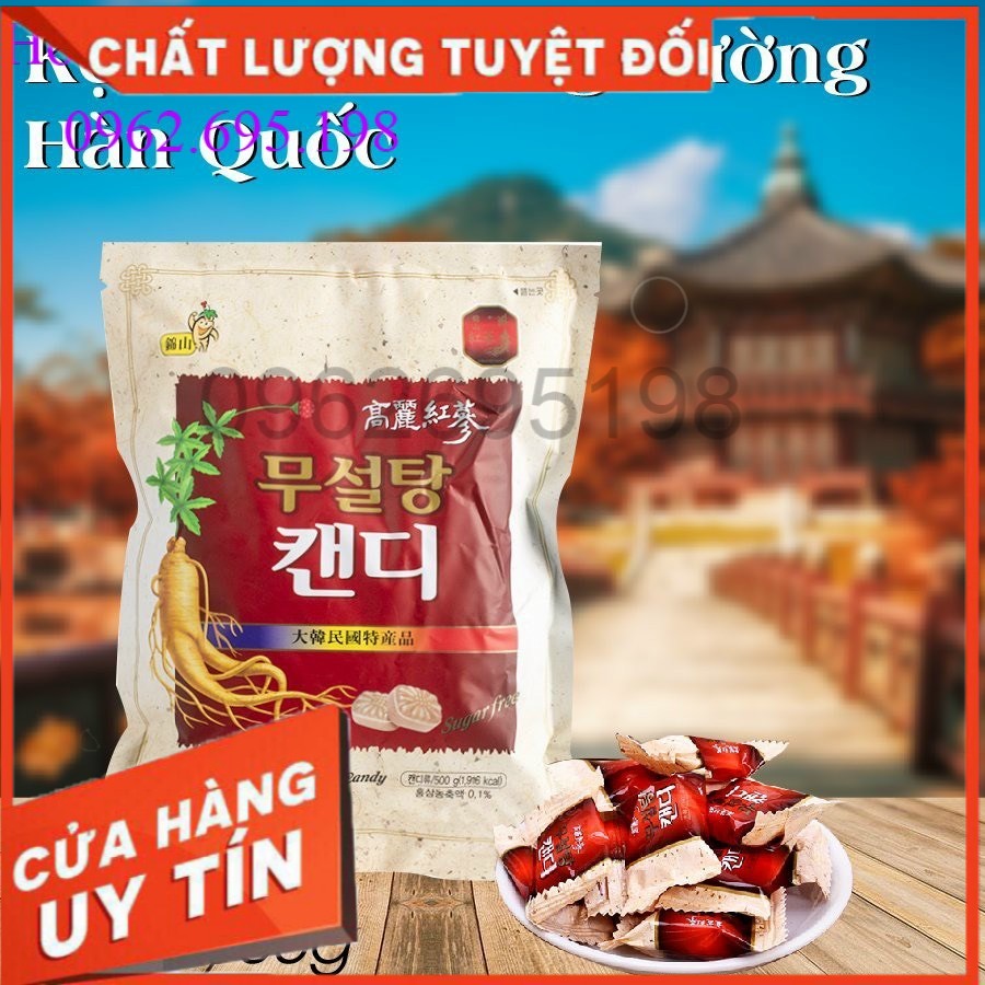 Kẹo hồng sâm không đường hàn quốc - bịch 500g