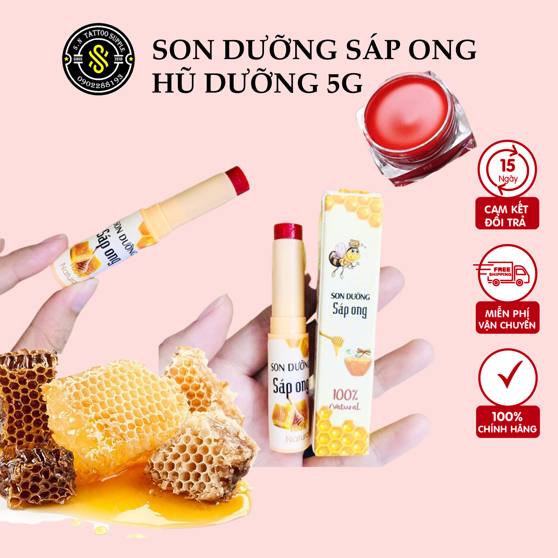 Dưỡng môi sáp ong -son dưỡng gấc-dưỡng tinh dầu quả gấc