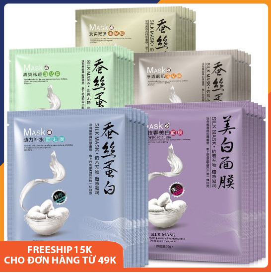 Combo 10 mặt nạ giấy dưỡng da tơ tằm giúp dưỡng ẩm, da sáng màu, làm săn và tăng độ đàn hồi, cấp nước, thải độcphục hồi da,chống lão hóa, se khítlỗ chân lông, mặt nạ giấy dưỡng trắng da nội địa Trung Melystore SPU081