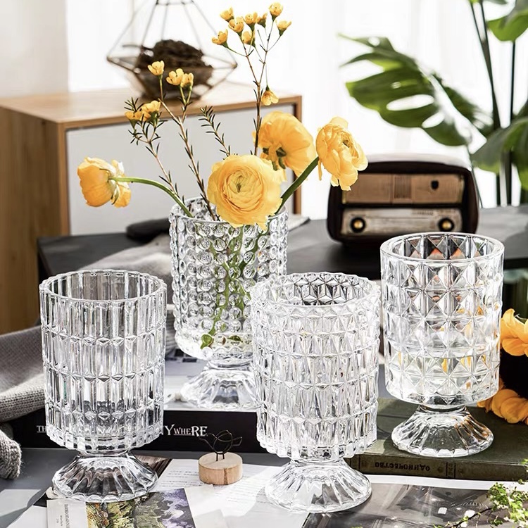Lọ hoa thuỷ tinh Qhouse , lọ cắm hoa dạng ly kích thước lớn sang trọng, bình hoa trang trí phòng khách để bàn làm việc độc đáo