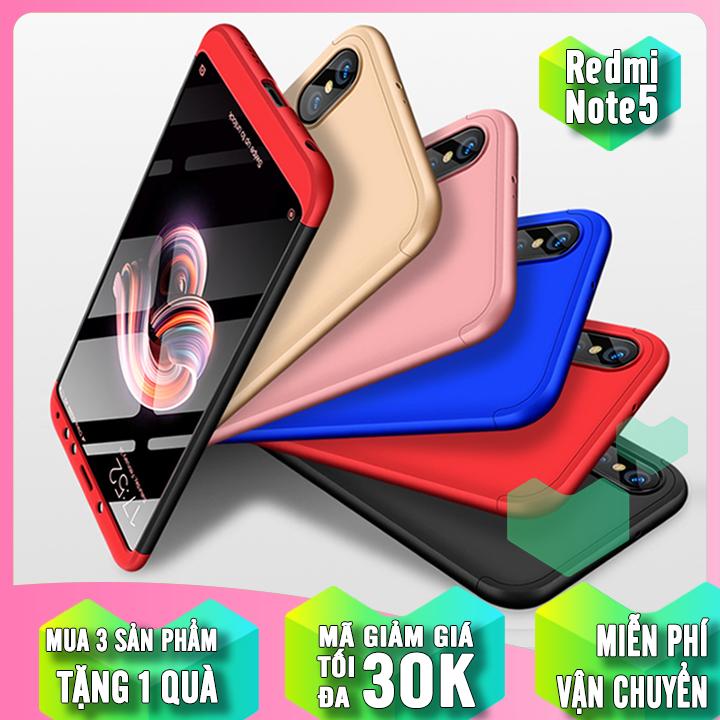 Ốp lưng gkk 360 độ dùng cho máy xiaomi redmi note 5 pro - viền màu, full màu