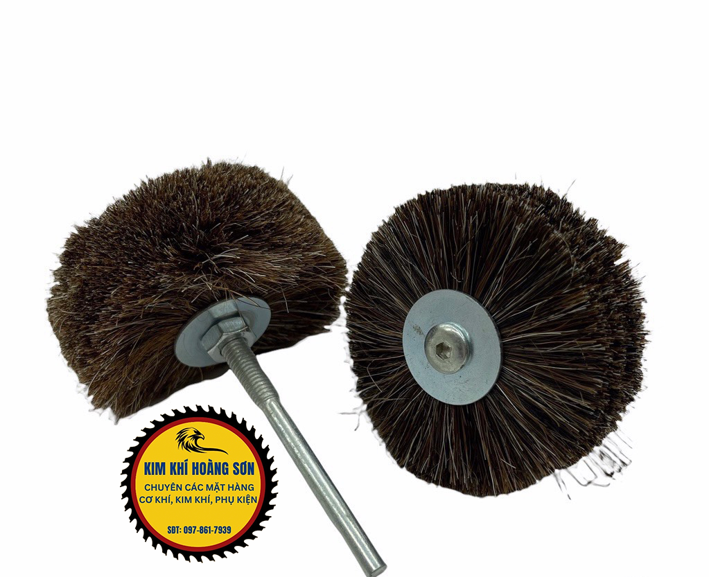 Chổi Lông Ngựa Đánh Bóng Gỗ Mềm, Dạng Tròn Và Dẹt Sạch Bụi Đường Kính 80mm Lắp Khoan Cầm Tay - 2