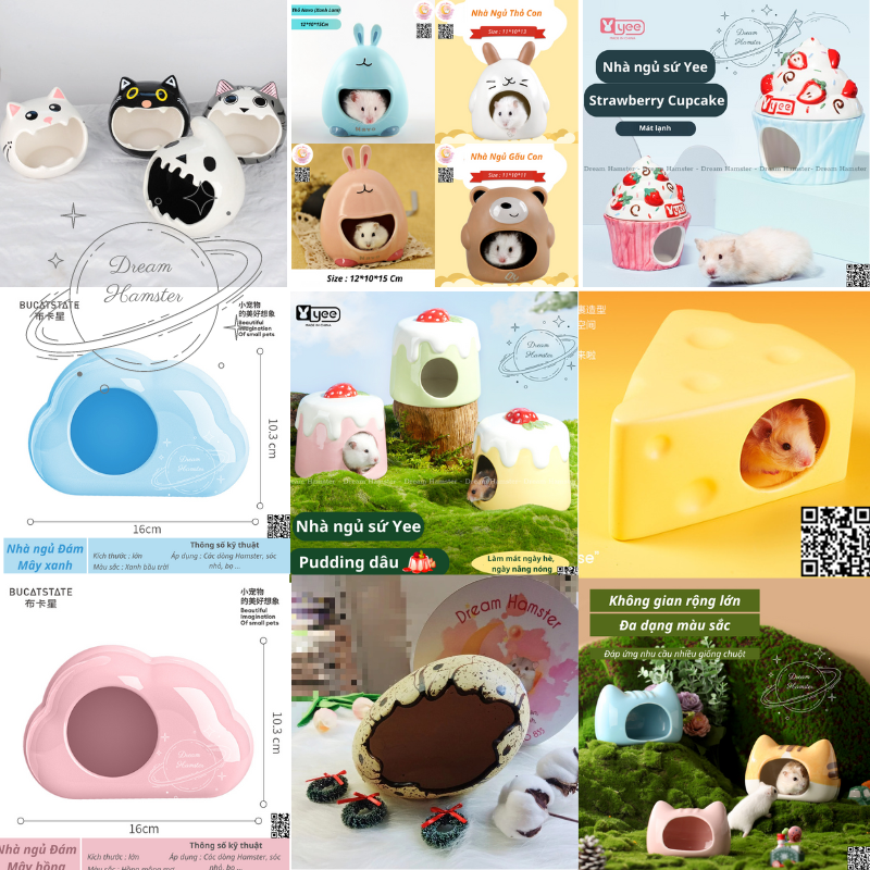 Tổng hợp nhà ngủ sứ size đại và Nhà sứ hình thú cute cho Hamster