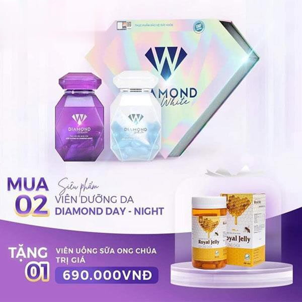 Viên Uống Trắng Da Daimond White Day & Night Ngọc Trinh 60 viên