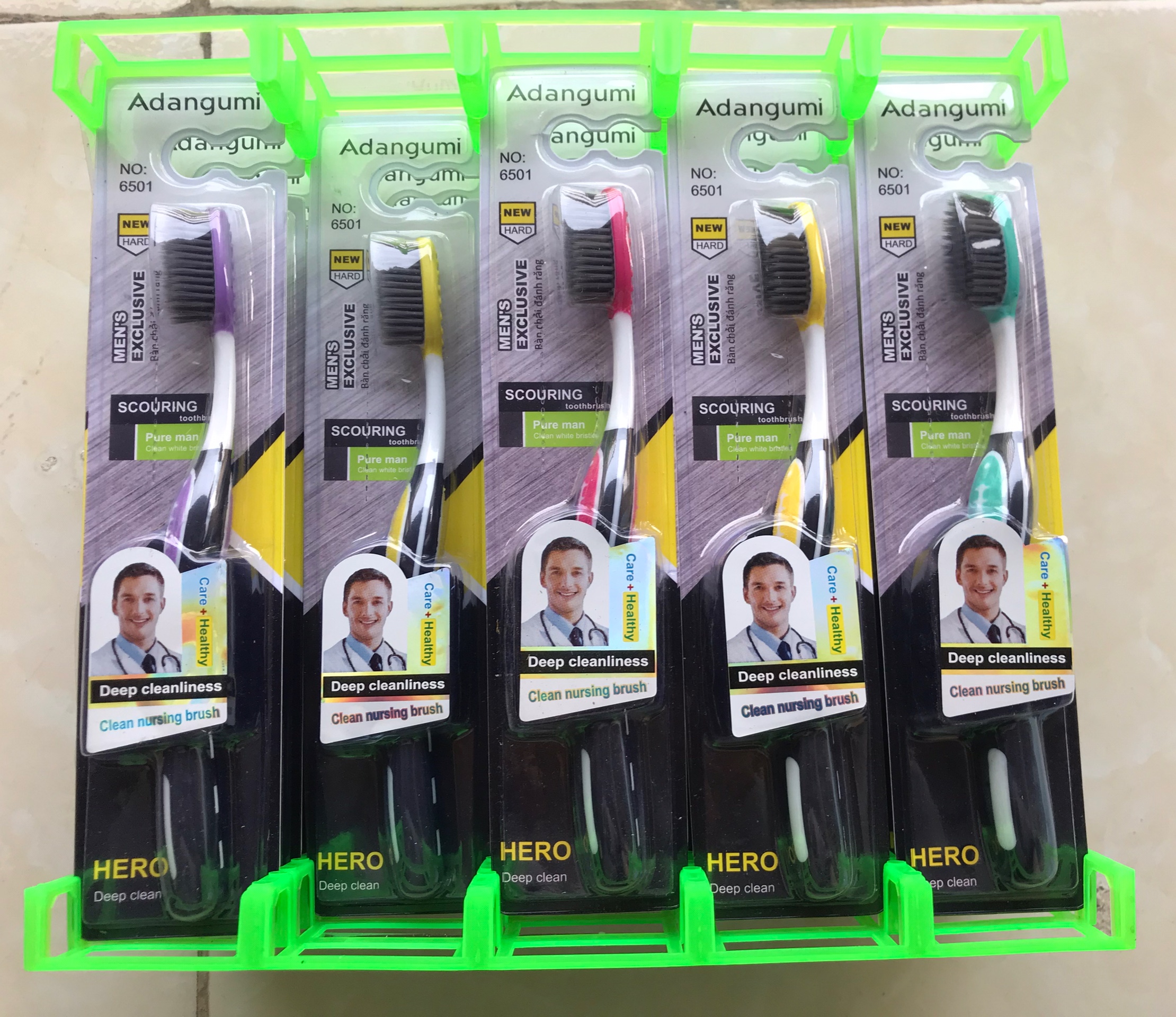 (Bộ 10 cây) Combo 10 Bàn chải đánh răng than tre Adangumi Hàn Quốc