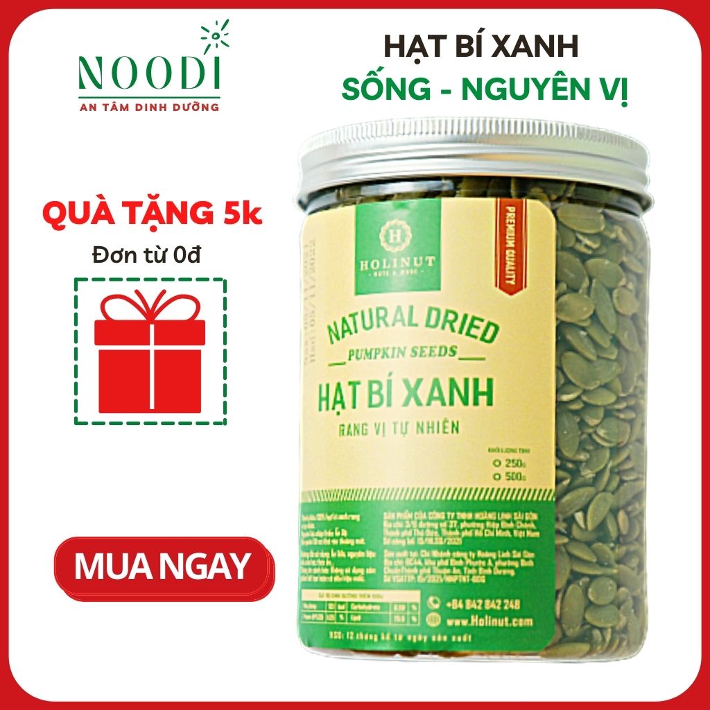 Hạt bí xanh đã tách vỏ Holitnut rang- Nhân hạt bí xanh rang chín 500g ăn liền không có cholesterol lựa chọn khỏe mạnh hơn