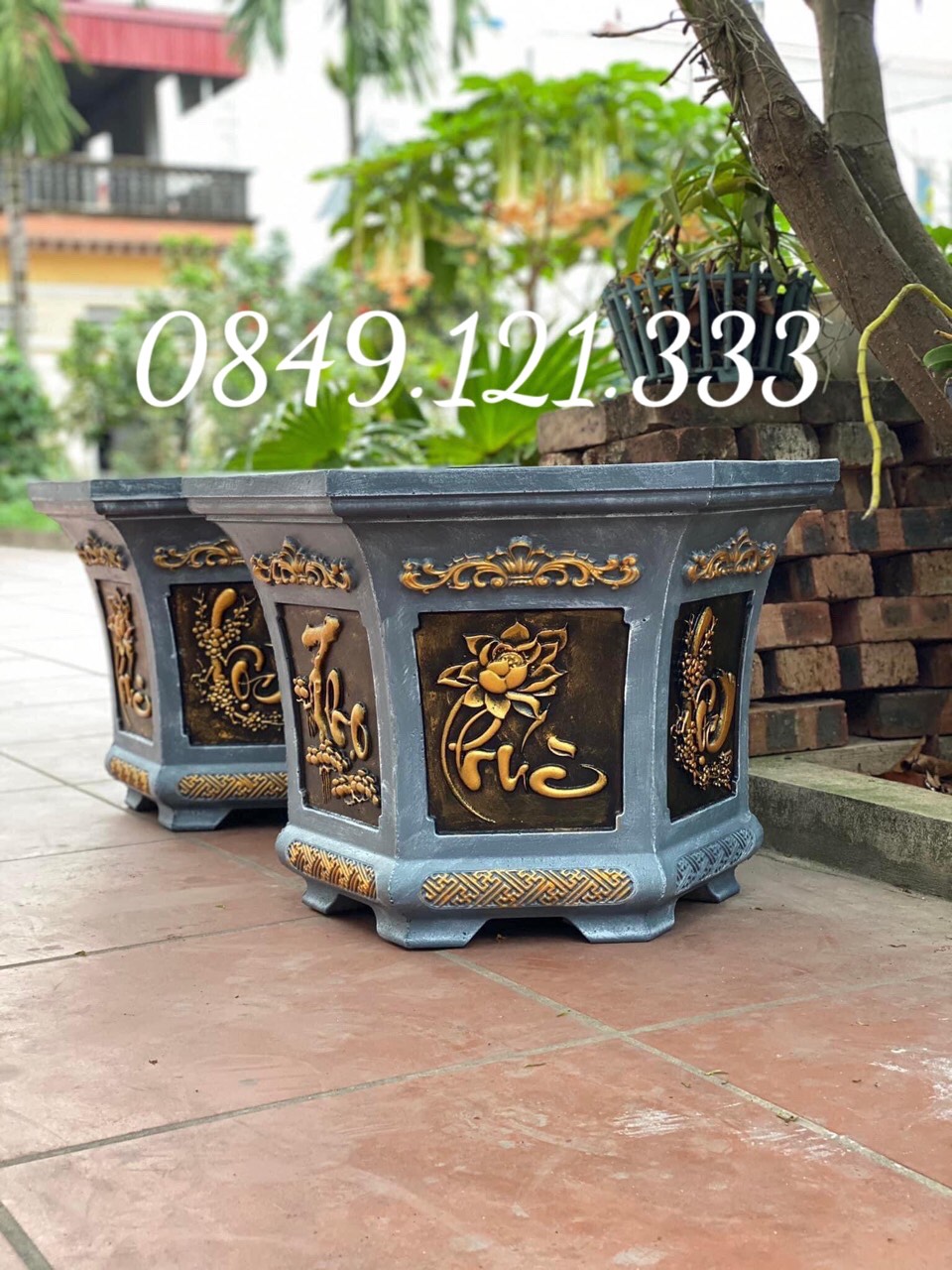 Khuôn đúc chậu lục giác 58 nhựa abs phúc sen-lộc mai-thọ tùng mẫu mới