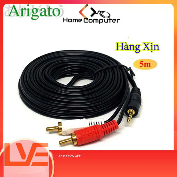 Dây loa - jack chia loa 1 ra 2, dây loa 1 ra 2 đầu hoa sen dài 1.5m, 3m, 5m xanh/ xám hàng chất lượng giá tốt