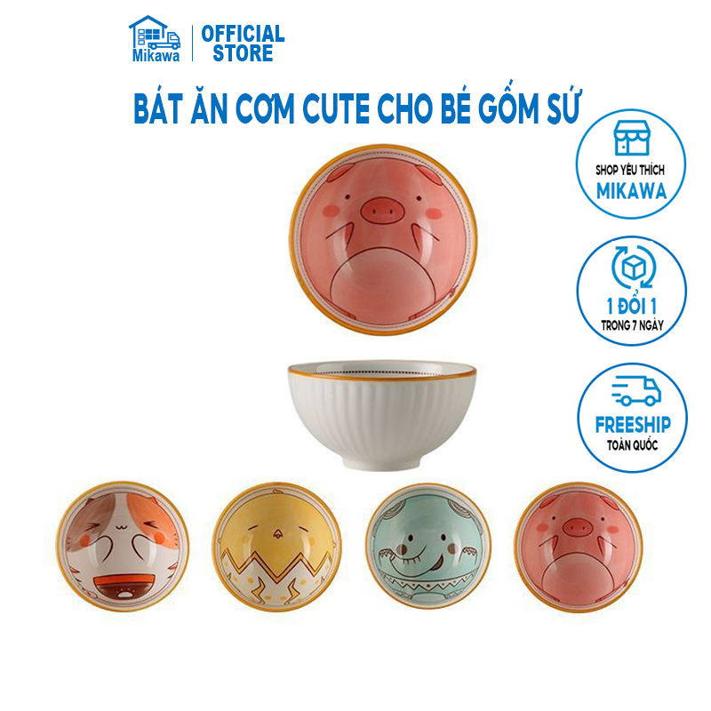 Bát ăn cơm cho bé dễ thương gốm sứ, Chén ăn cơm cho bé và gia đình cao cấp