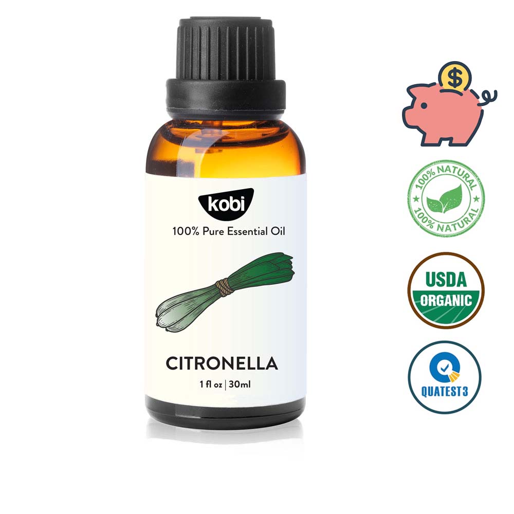 Tinh dầu Sả Java Kobi Citronella essential oil nguyên chất, dùng với đèn tinh dầu, giúp khử mùi, thơm phòng, xua đuổi muỗi hiệu quả -30ml