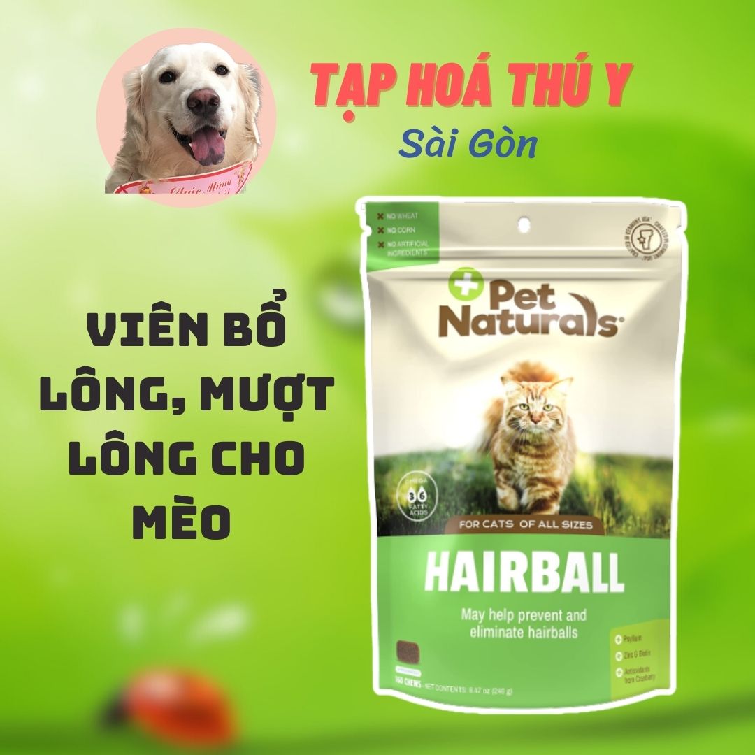 [ MỸ ] PET NATURAL HAIRBALL Viên Nhai Bổ Lông Mượt Lông Tan Búi Lông Cho Mèo