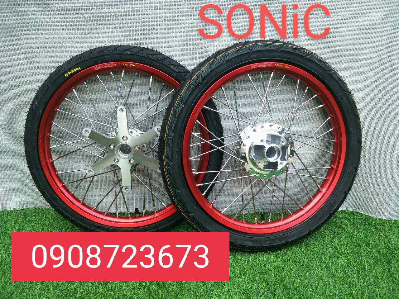 Bộ bánh câm gắn xe sonic & winner niềng nhôm banzai câm đùm mạ crom thái lan sài vỏ camel hoặc crv gắn như rin ae vui lòng liên hệ qua số đt in trên sản phẩm