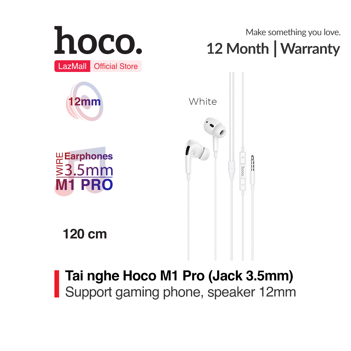 Tai Nghe Nhét Tai Hoco M1 PRO jack 3.5mm Mẫu Mới Phím Điều Chỉnh Thông Minh Kèm Mic Thoại