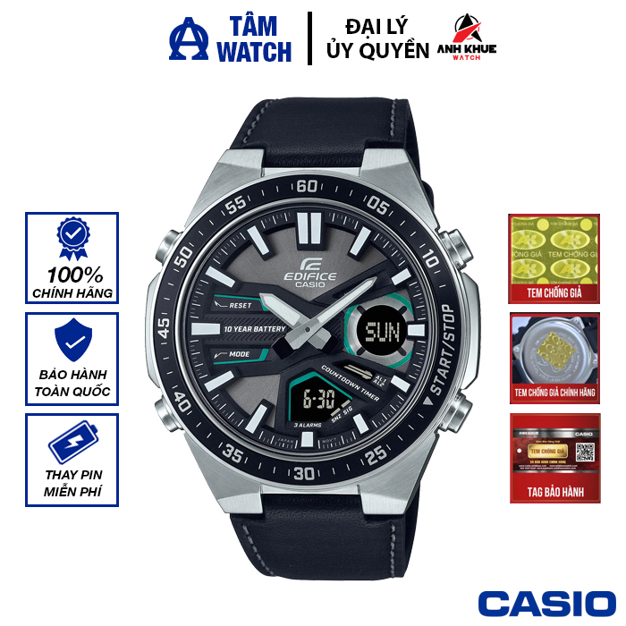 Đồng hồ nam dây da casio edifice chính hãng anh khuê efv-c110l-1avdf