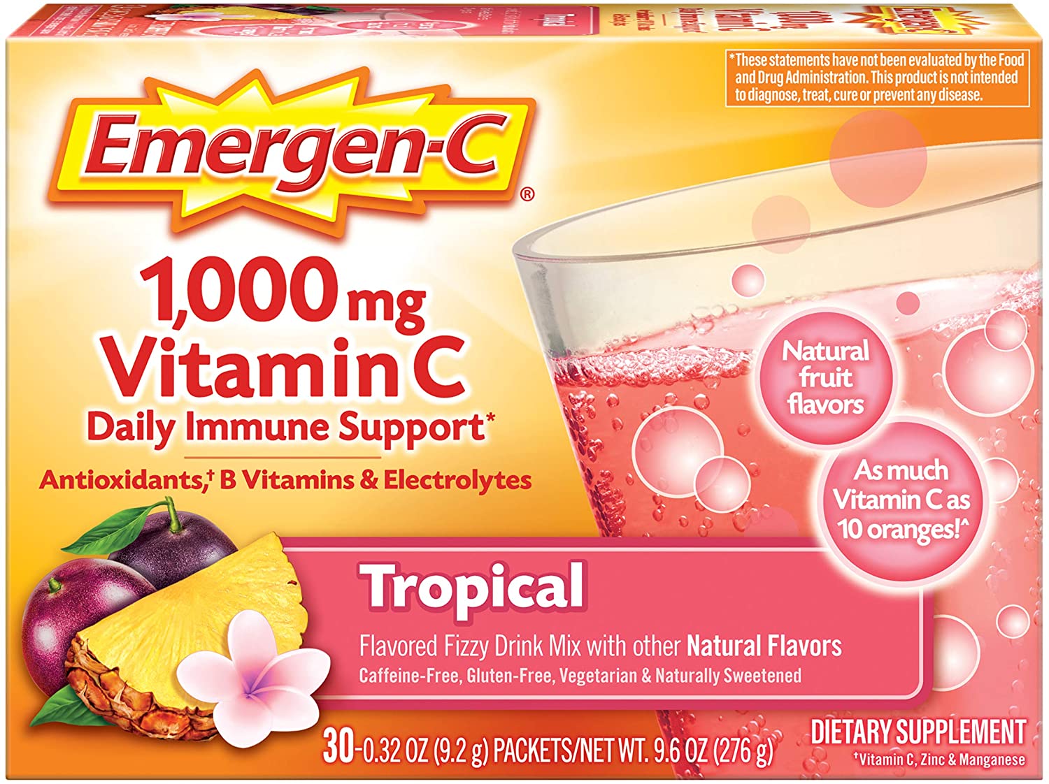 Emergen-C 1000mg Vitamin C Powder - Bột Vitamin C hòa tan 1000mg