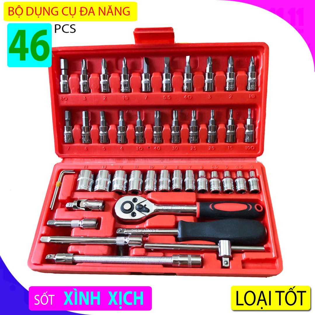 [SALE SẬP SÀN] Bộ Dụng Cụ Sửa Chữa Đa Năng 46 Chi Tiết Bộ Khẩu Sửa Chữa Ô Tô, Xe Máy, Bộ Dụng Cụ Mở Bu Lông Ốc Vít, Sửa Chữa Ô Tô Xe Máy Dụng Cụ Hữu Ích Giúp Cho Gia Đình Bạn