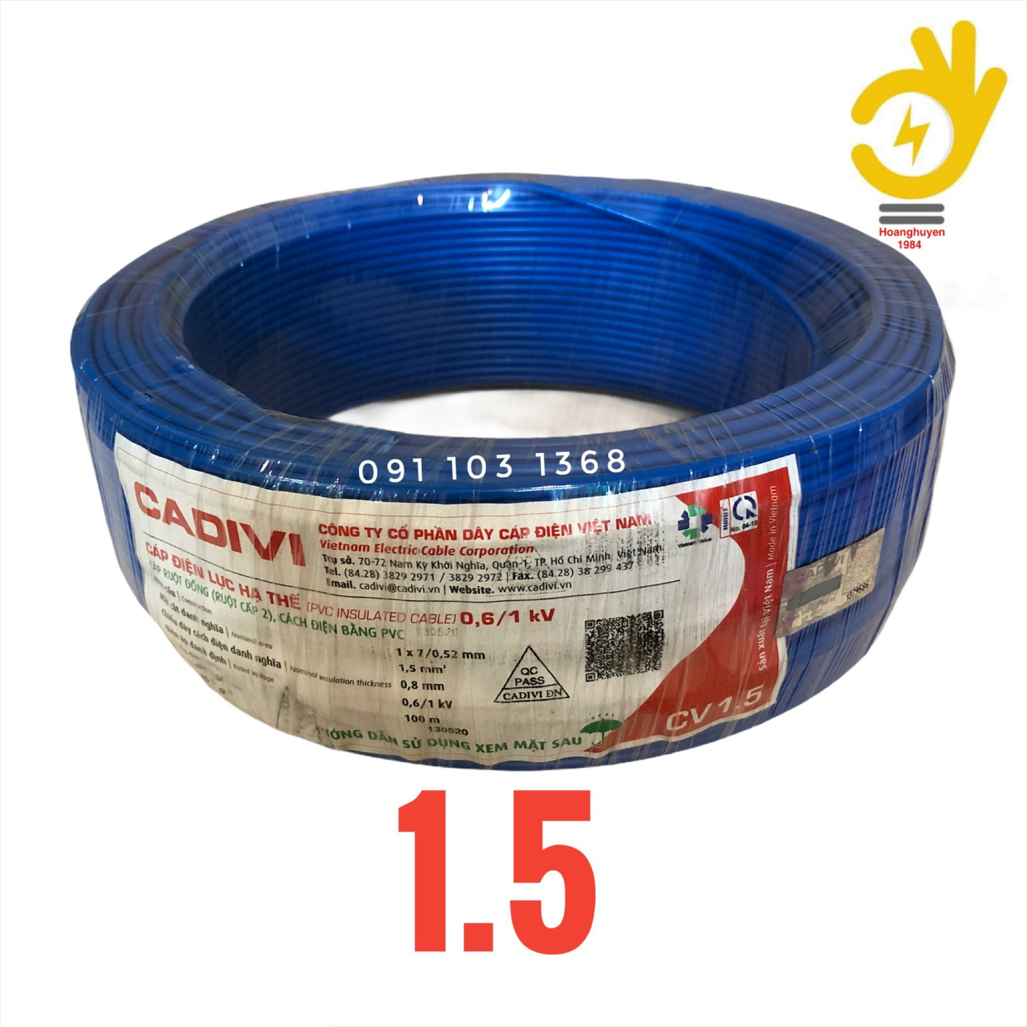 [HCM]50m dây điện đơn 1.5 cadivi