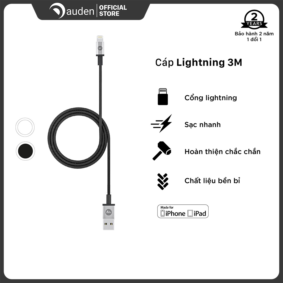 Cáp sạc Lightning Mophie 3M - HÀNG CHÍNH HÃNG - Dâu Đen Store