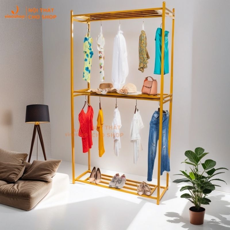 Vns-024 giá kê treo quần áo 2 tầng xào, 3 tầng kệ. khung xào sắt treo quần áo sơn tĩnh điện