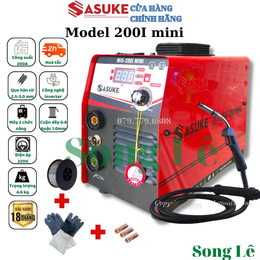 Máy hàn mig không dùng khí và que sasuke - kenmax 200i -tặng đầy đủ phụ kiện