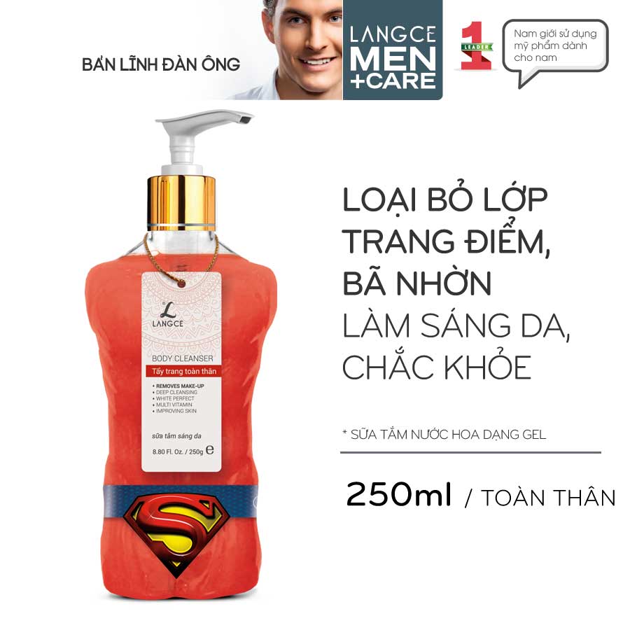 [HCM]GEL TẮM TẨY TRANG SÁNG DA LÀM SẠCH LỚP KEM TRANG ĐIỂM TOÀN THÂN LANGCE DÀNH CHO NAM