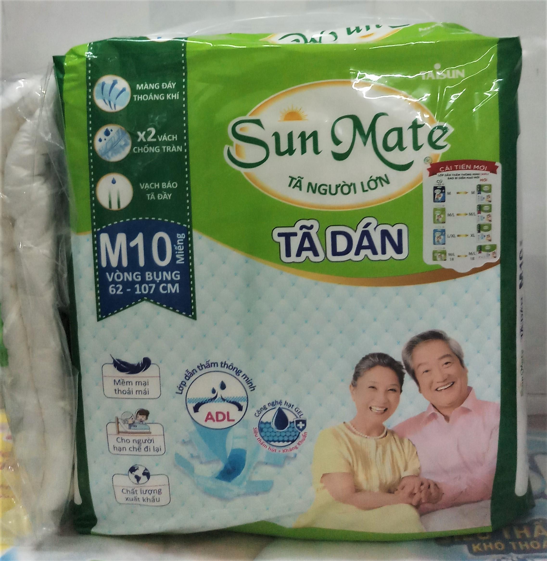 Tã dán SunMate M10 mẫu mới +tặng 1 miếng vòng bụng 62 - 107cm