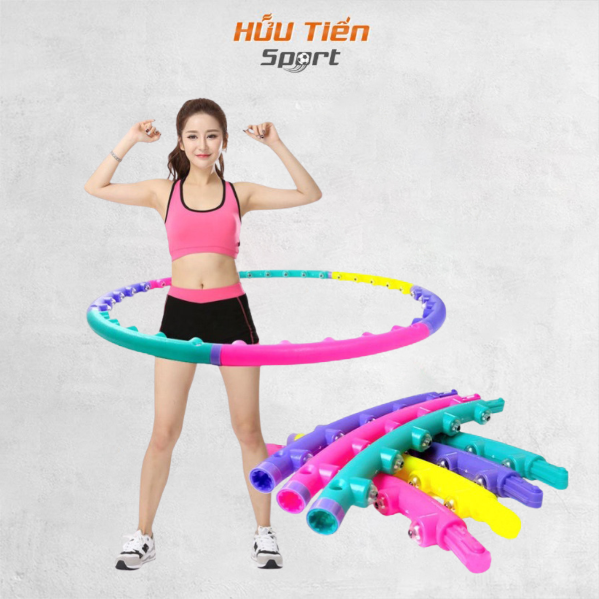 Vòng lắc eo, vòng lắc hula hoop giảm mỡ bụng hông eo thon massage size lớn cao cấp có thể tháo lắp