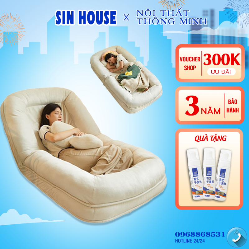 Ghế sofa, ghế thư giãn, ghế bệt tựa lưng điều chỉnh được độ ngả tặng kèm gối ôm xinh xắn