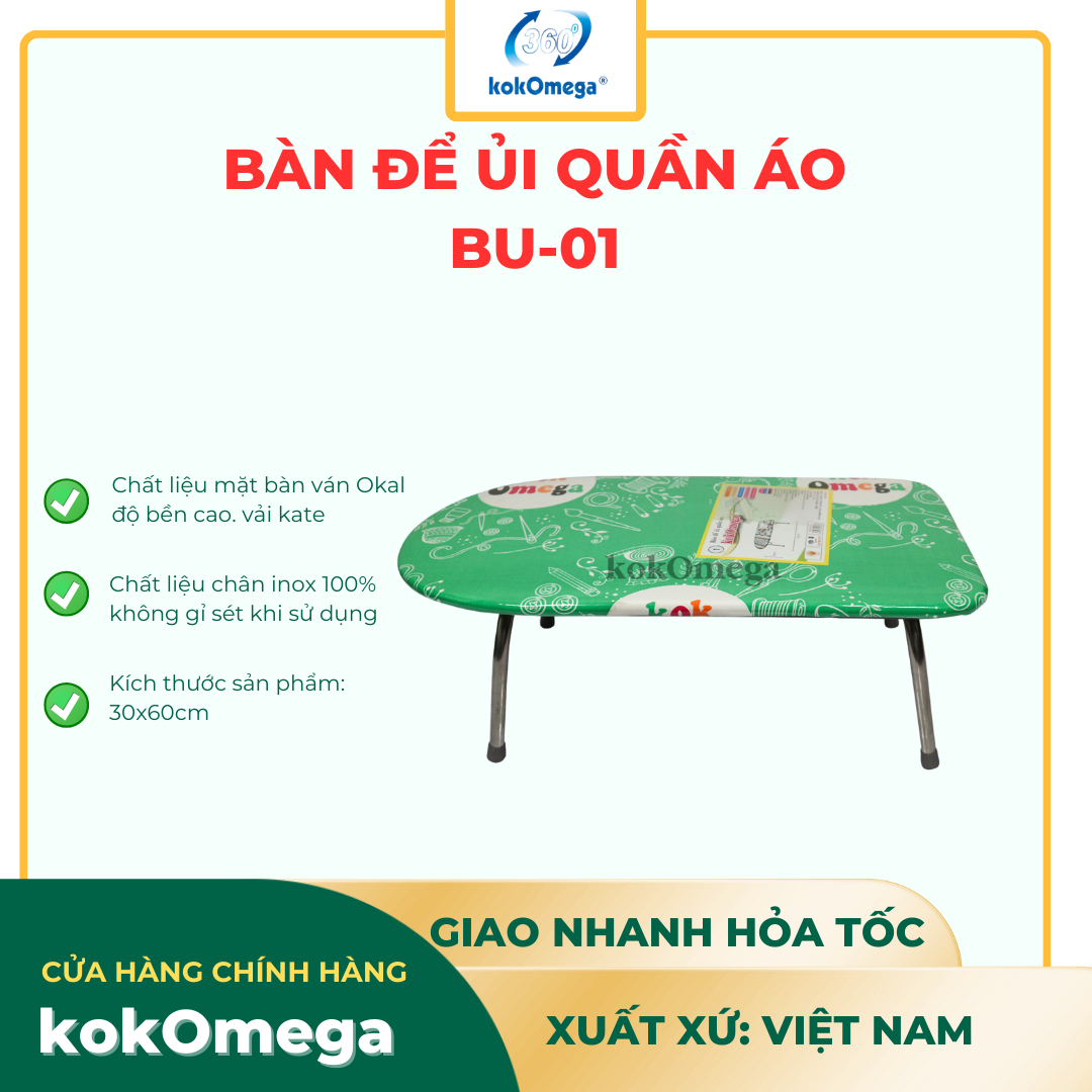 Bàn để ủi quần áo kokomega 30x60 cm -