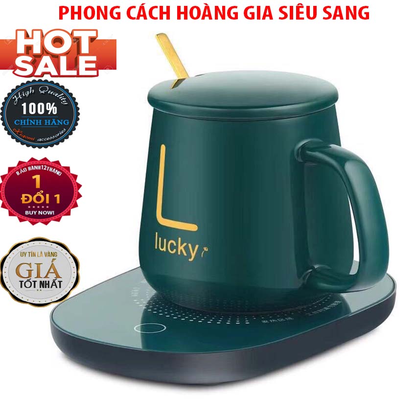 BỘ LY ĐIỆN HÂM NÓNG LUCKY THÔNG MINH- BỘ MÁY HÂM NÓNG SỮA ĐỒ UỐNG TIỆN LỢI KÈM CỐC SỨ LUCKY - PHONG CÁCH HOÀNG GIA- BẢO HÀNH 1 NĂM