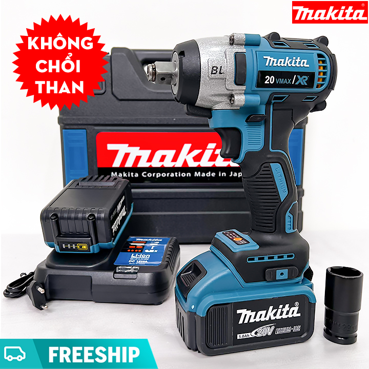 Máy siết bulong Makita 20V siêu khỏe không chổi than- Máy siết ốc, máy vặn bu lông dùng pin 10 cell - Máy siết bulong cầm tay - Máy bắn vít, máy khoan- Máy vặn ốc, mở ốc nồi