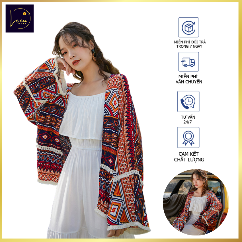 Áo khoác thổ cẩm phong cách bohemian mặc đi du lịch
